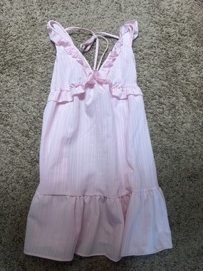 Light Pink Ruffle Tie-Back Sundress